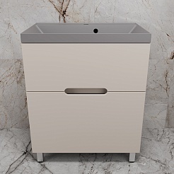 Style Line Тумба с кварцевой раковиной жасмин Матис 70 серый шелк – фотография-2